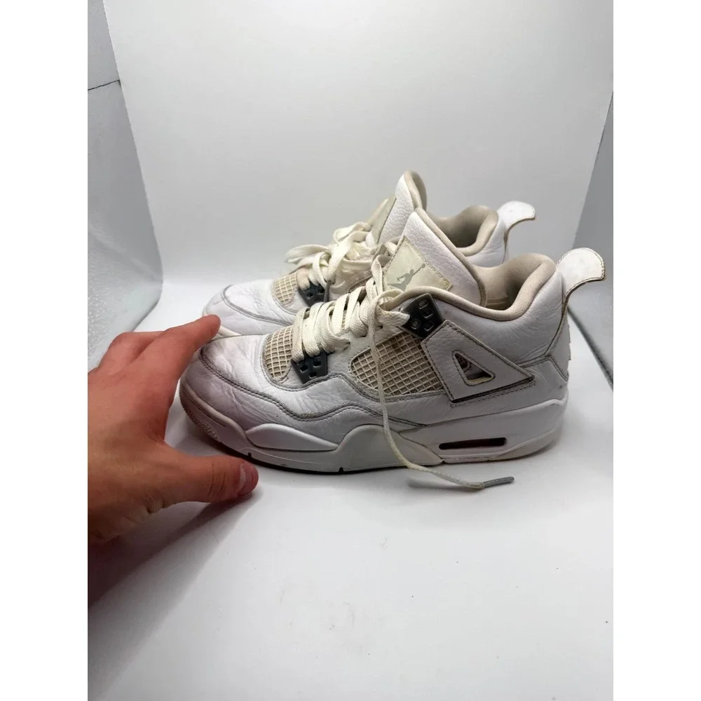 Air‎ Jordan 4 Retro 408452-100 Youth 6 Sneakers White Leather Lifestyle Shoes